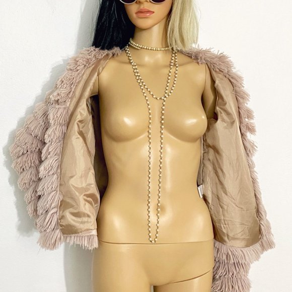 Open Front Fuzzy Cardigan | Fluffy Cardigan | Dressy Jacket | Beige Jacket | S - Picture 6 of 9